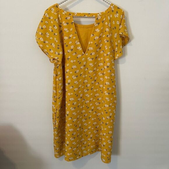 Abercrombie & Finch Floral Flutter Sleeve Dress Yellow Large princess preppy - Picture 11 of 15